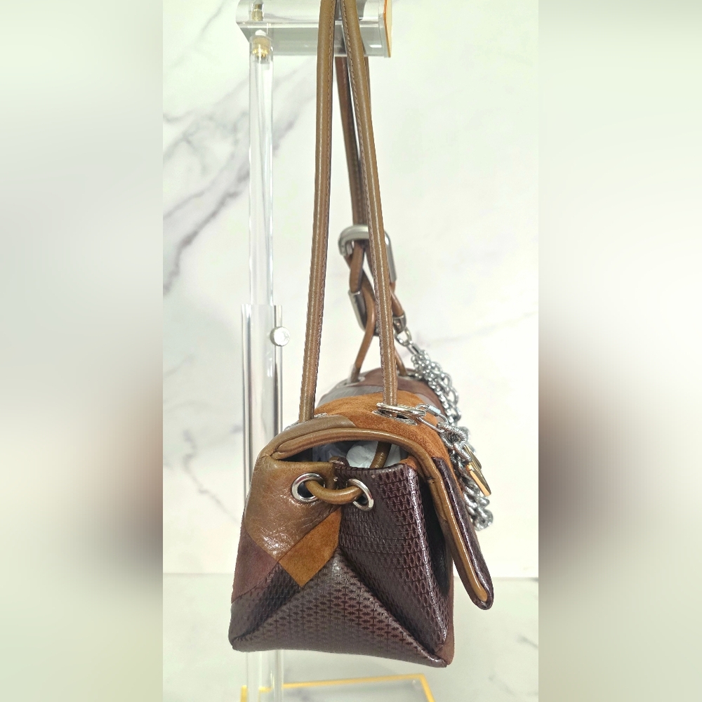 Marc Jacobs : Brown Patchwork Suede Silver Chains… - image 7